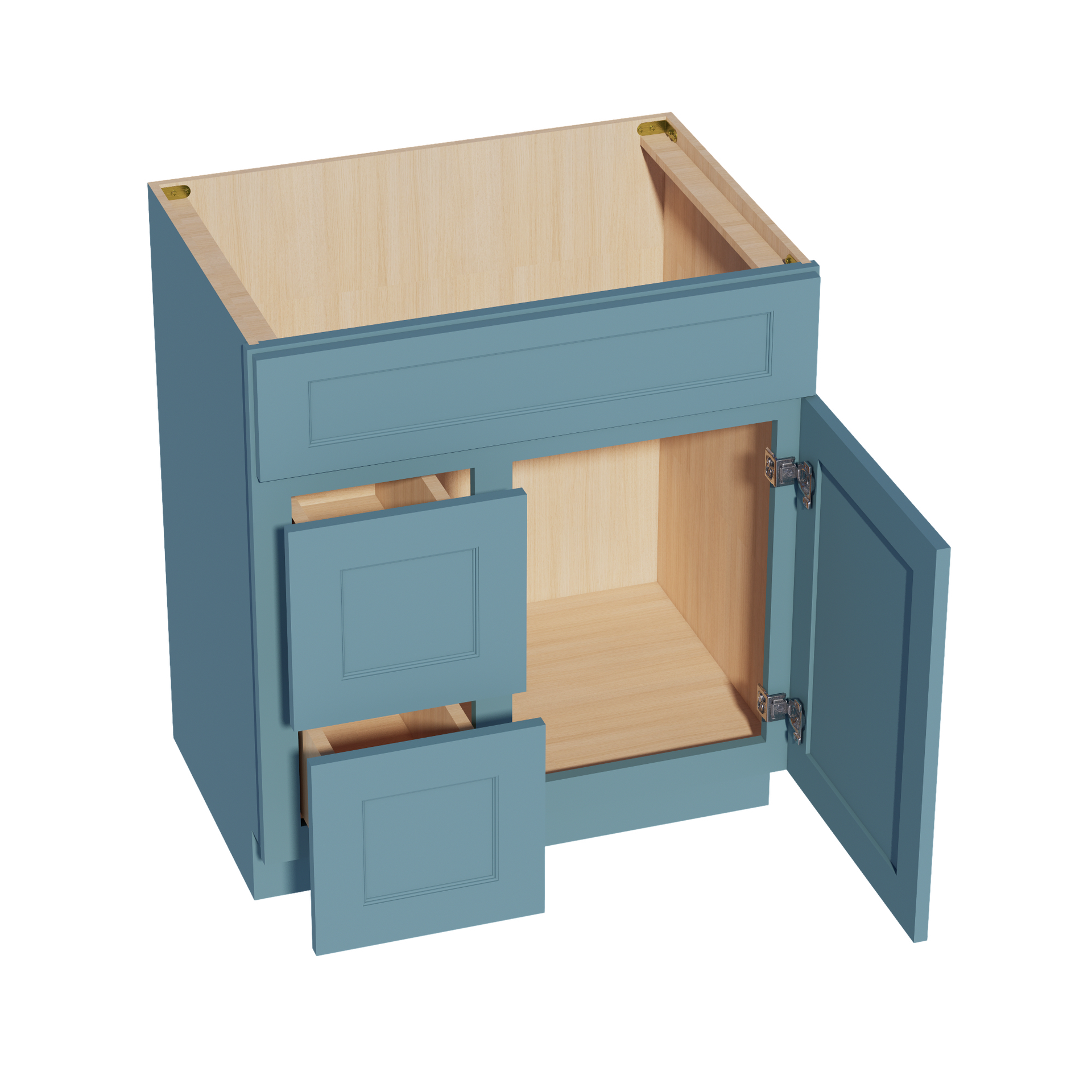 VSD3021L-SG  Vanity Sink Base 2 Doors & 2 Left Drawers Offset - Shaker Style - Green   30"W x 34-1/2"H x 21"D