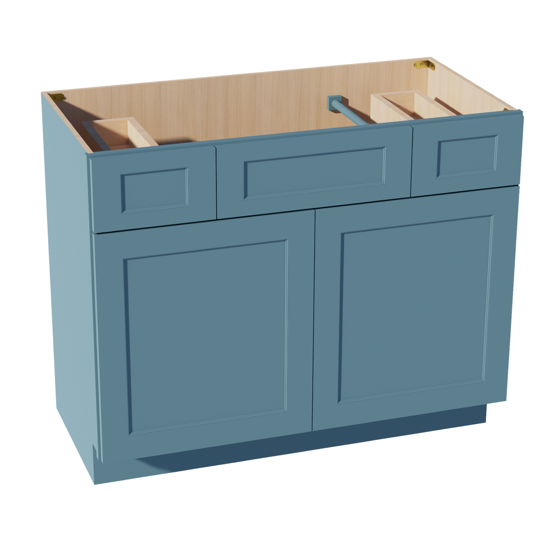 VSD4221-SG  Vanity Sink Base 2 Doors 2 Drawers & 1 Centered False Drawer  - Shaker Style - Green   42"W x 34-1/2"H x 21"D