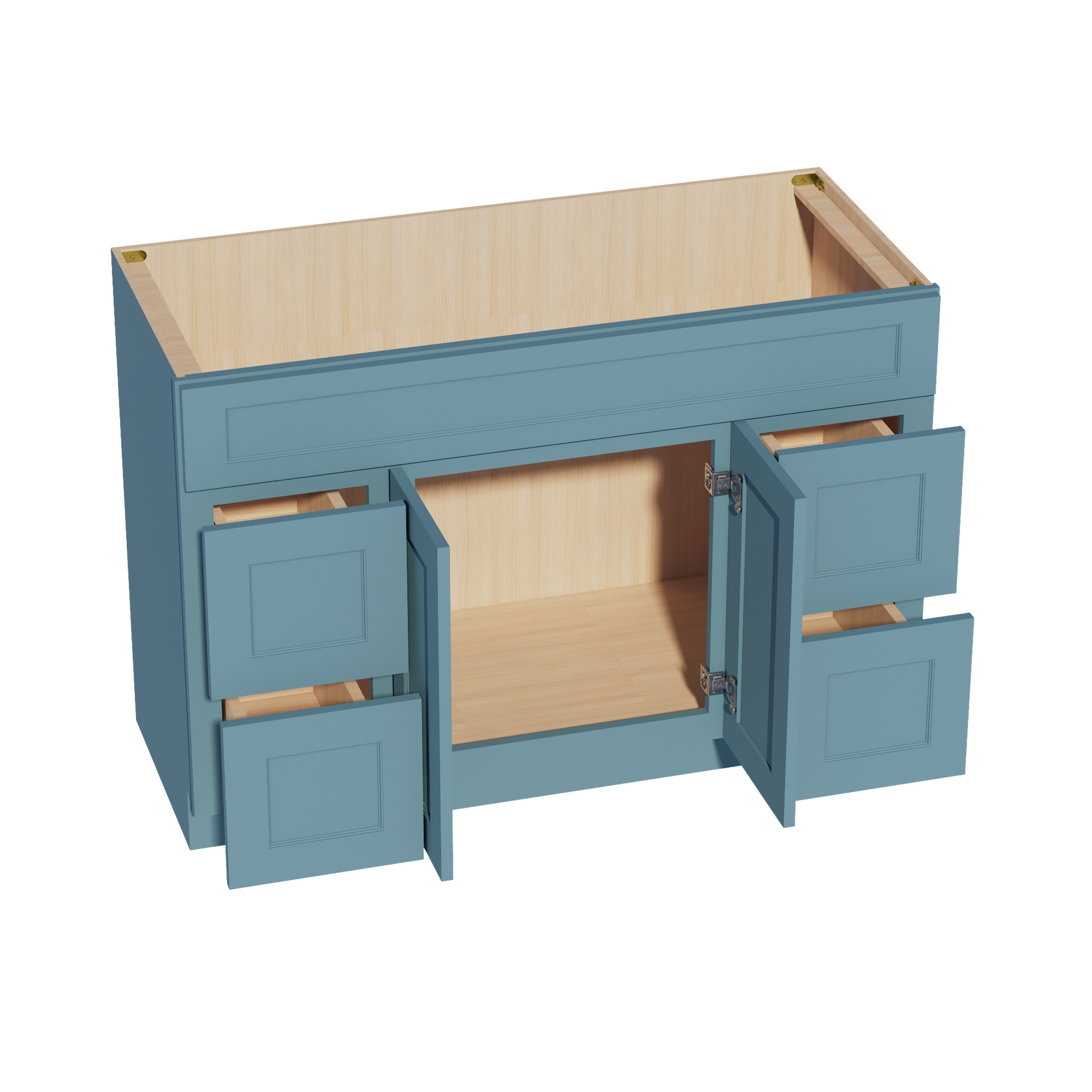 VSD4821-SG  Vanity Sink Base 2 Doors 2 Drawers & 1 Centered False Drawer  - Shaker Style - Green   48"W x 34-1/2"H x 21"D