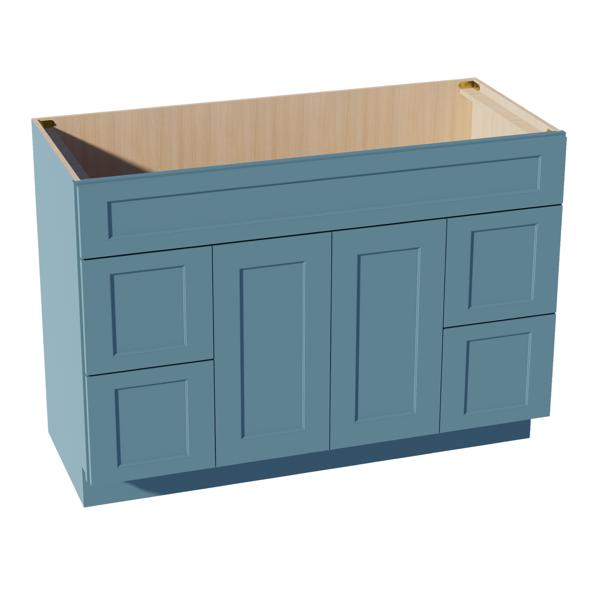 VSD4821-SG  Vanity Sink Base 2 Doors 2 Drawers & 1 Centered False Drawer  - Shaker Style - Green   48"W x 34-1/2"H x 21"D