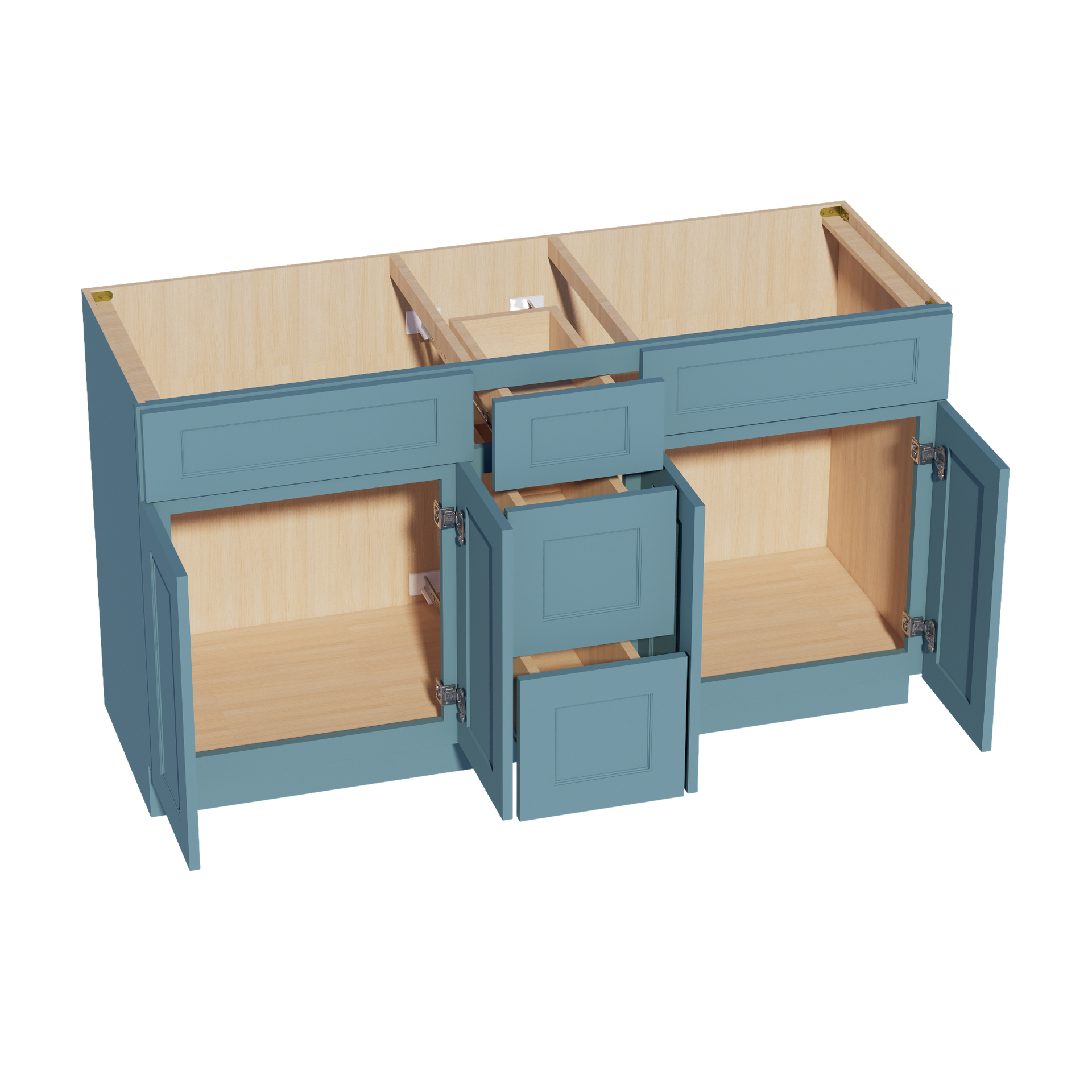 VSD60DOUBLE-SG  Vanity Sink Base Combo Cabinet  2 Doors 6 Drawers & 1 False Drawer Single Vanity - Shaker Style - Green   60"W x 34-1/2"H x 21"D
