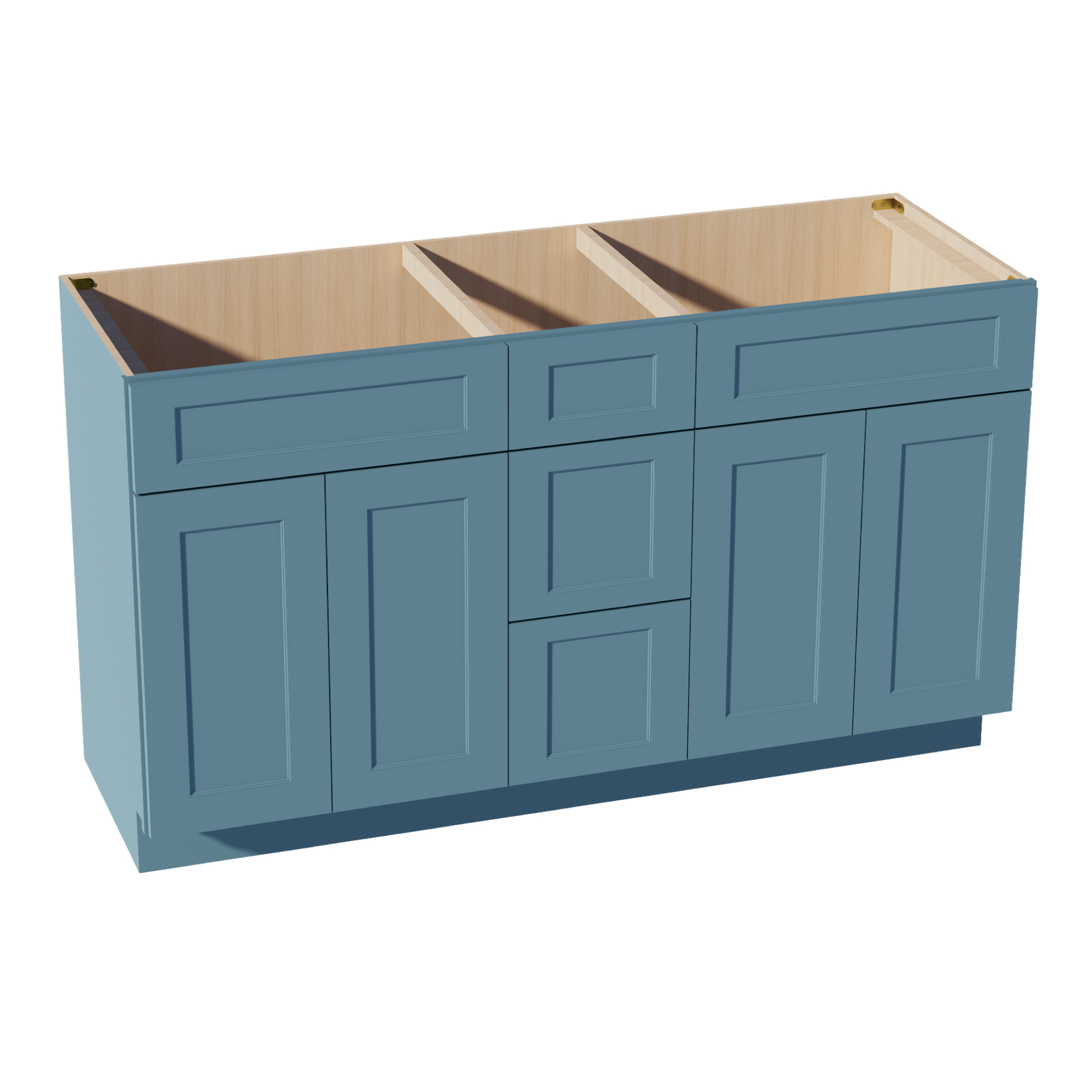 VSD60DOUBLE-SG  Vanity Sink Base Combo Cabinet  2 Doors 6 Drawers & 1 False Drawer Single Vanity - Shaker Style - Green   60"W x 34-1/2"H x 21"D