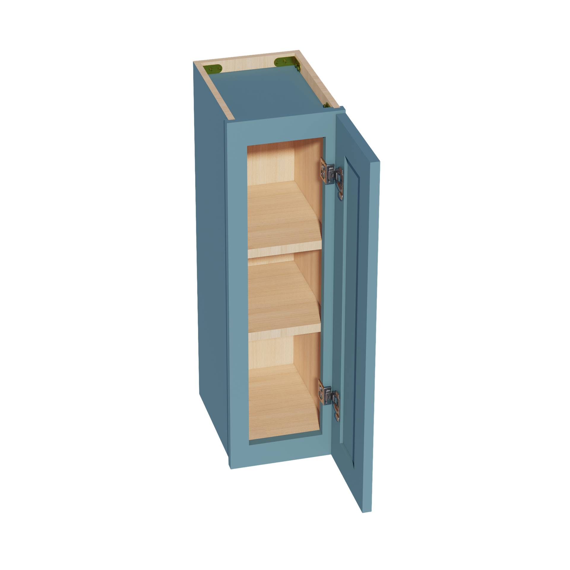 W0930-SG  Wall Cabinet 1 Door & 2 Shelves - Shaker Style - Green   09"W x 30"H x 12"D