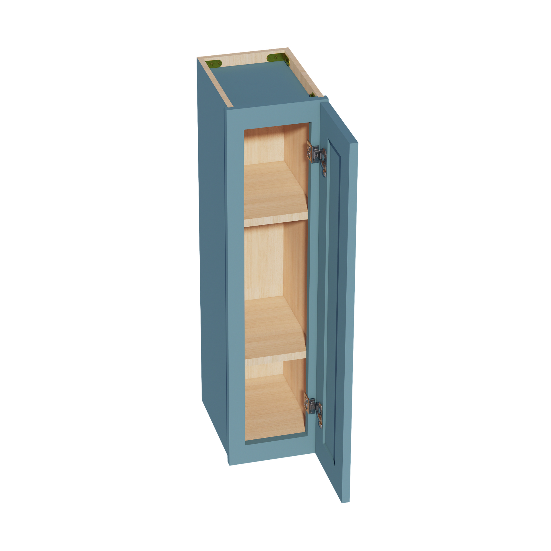 W0936-SG  Wall Cabinet 1 Door & 2 Shelves - Shaker Style - Green   09"W x 36"H x 12"D