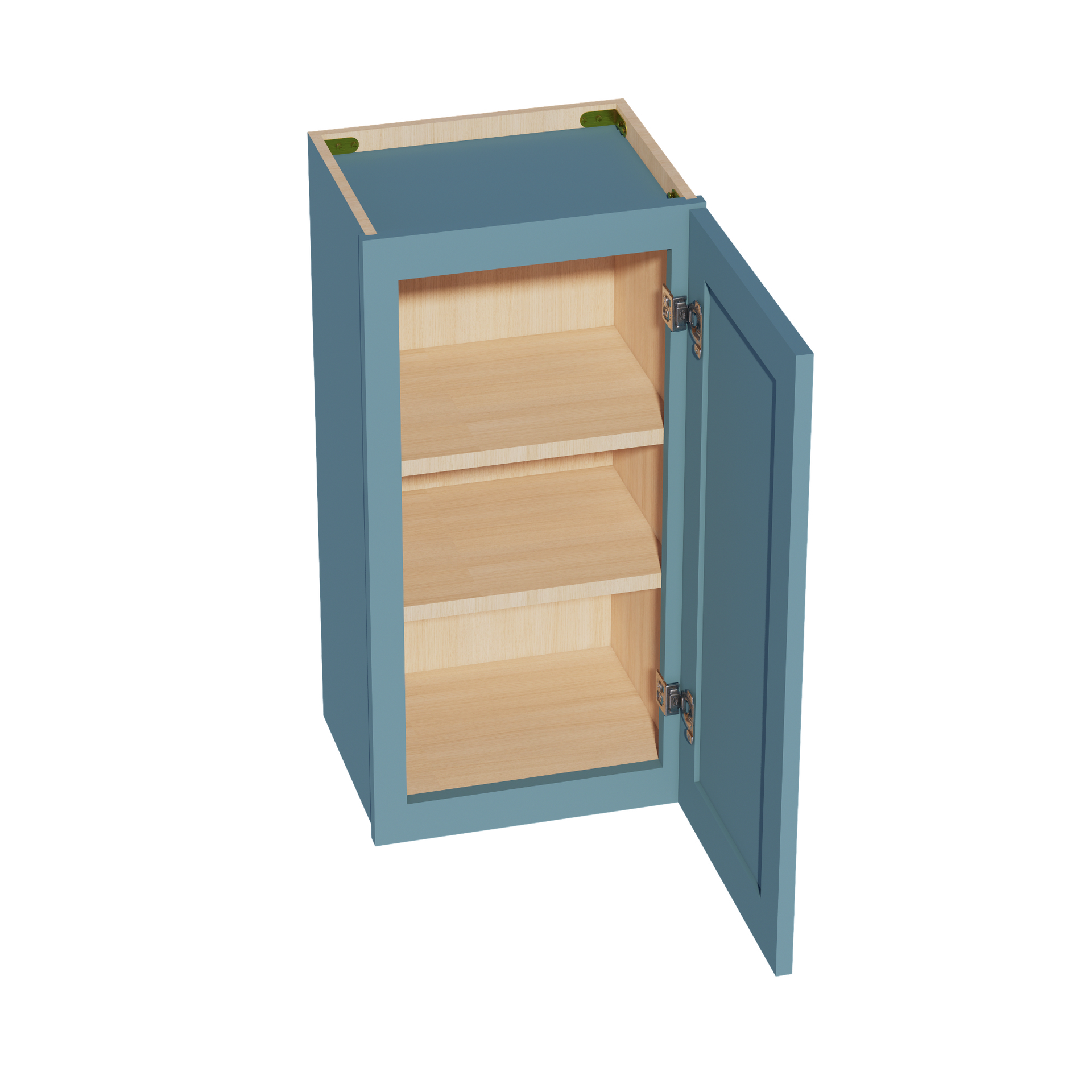W1530-SG  Wall Cabinet 1 Door & 2 Shelves - Shaker Style - Green   15"W x 30"H x 12"D
