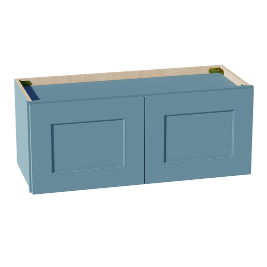 W3012-SG  Wall Cabinet 2 Doors & 2 Shelves - Shaker Style - Green   30"W x 12"H x 12"D