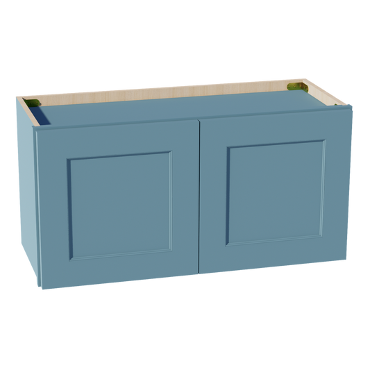 W3015-SG  Wall Cabinet 2 Doors & 2 Shelves - Shaker Style - Green   30"W x 15"H x 12"D