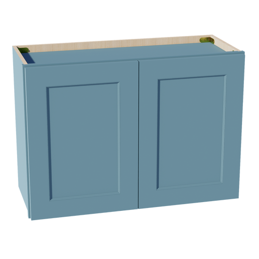 W3021-SG  Wall Cabinet 2 Doors & 2 Shelves - Shaker Style - Green   30"W x 21"H x 12"D