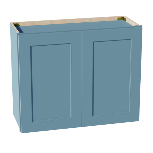 W3024-SG  Wall Cabinet 2 Doors & 2 Shelves - Shaker Style - Green   30"W x 24"H x 12"D