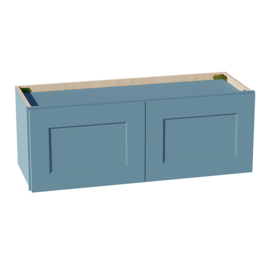 W3312-SG  Wall Cabinet 2 Doors & 2 Shelves - Shaker Style - Green   33"W x 12"H x 12"D