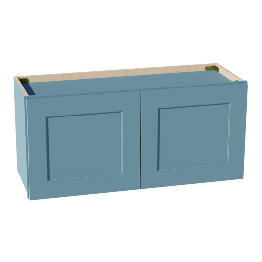 W3315-SG  Wall Cabinet 2 Doors & 2 Shelves - Shaker Style - Green   33"W x 15"H x 12"D
