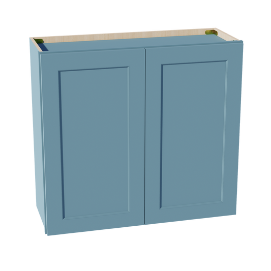 W3330-SG  Wall Cabinet 2 Doors & 2 Shelves - Shaker Style - Green   33"W x 30"H x 12"D