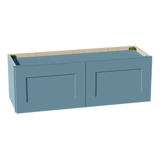 W3612-SG  Wall Cabinet 2 Doors & 2 Shelves - Shaker Style - Green   36"W x 12"H x 12"D