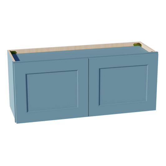 W3615-SG  Wall Cabinet 2 Doors & 2 Shelves - Shaker Style - Green   36"W x 15"H x 12"D