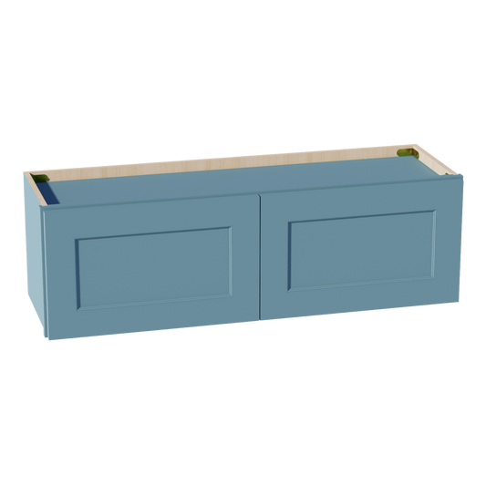 W3912-SG  Wall Cabinet 2 Doors & 2 Shelves - Shaker Style - Green   39"W x 12"H x 12"D