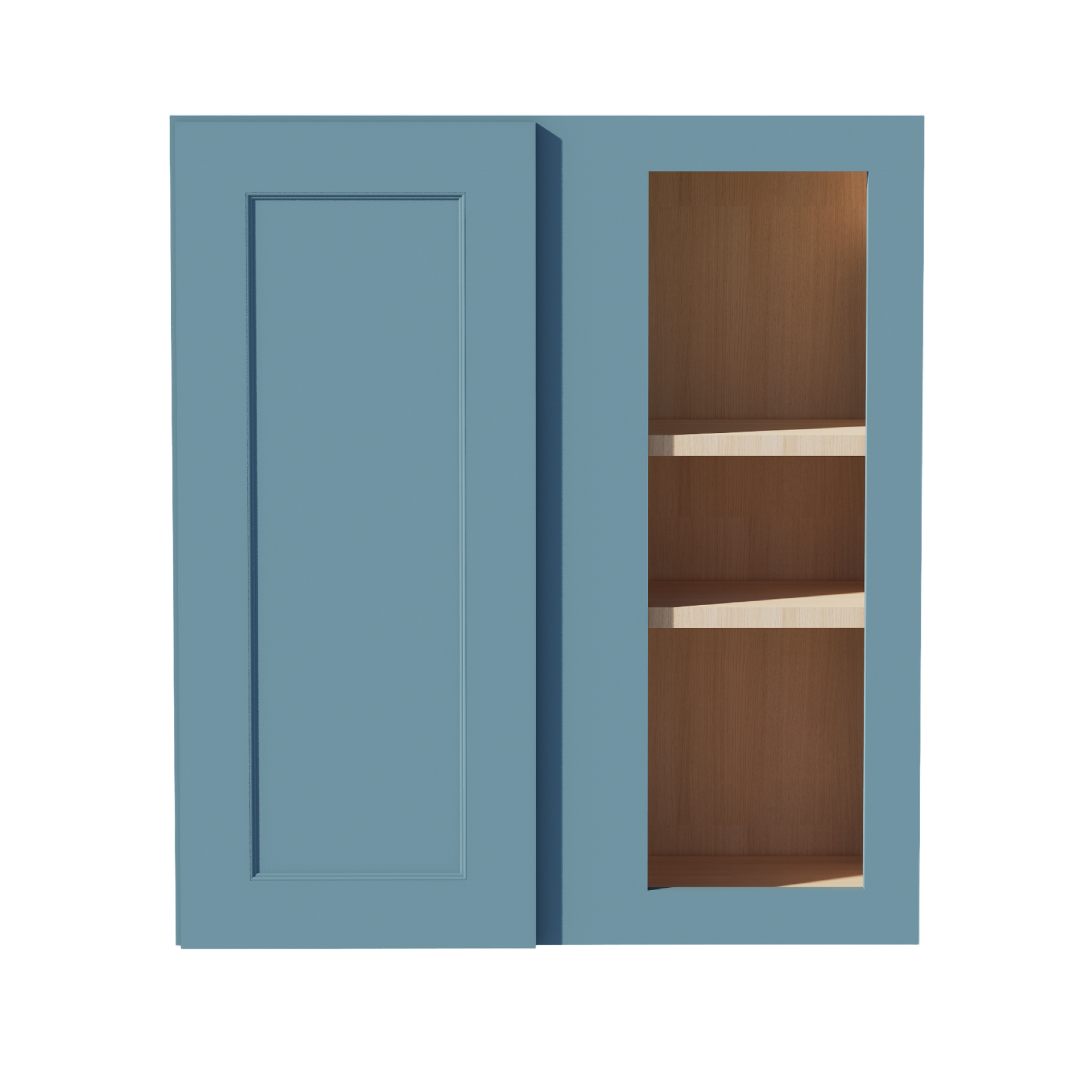 WBC2730-SG  Wall Blind Corner Cabinet 1 Door & 2 Shelves - Shaker Style - Green   27"W x 30"H x 12"D