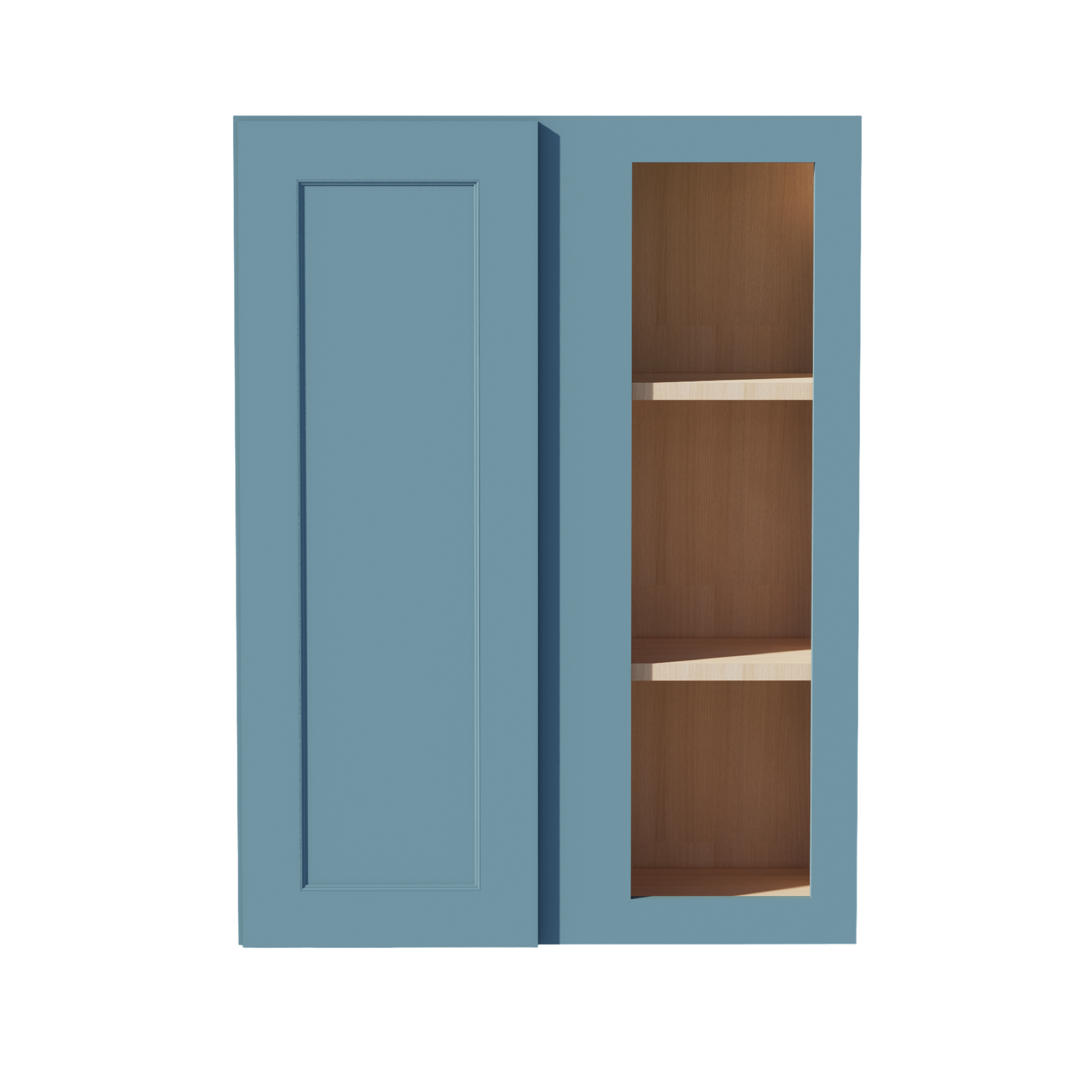 WBC2736-SG  Wall Blind Corner Cabinet 1 Door & 2 Shelves - Shaker Style - Green   27"W x 36"H x 12"D