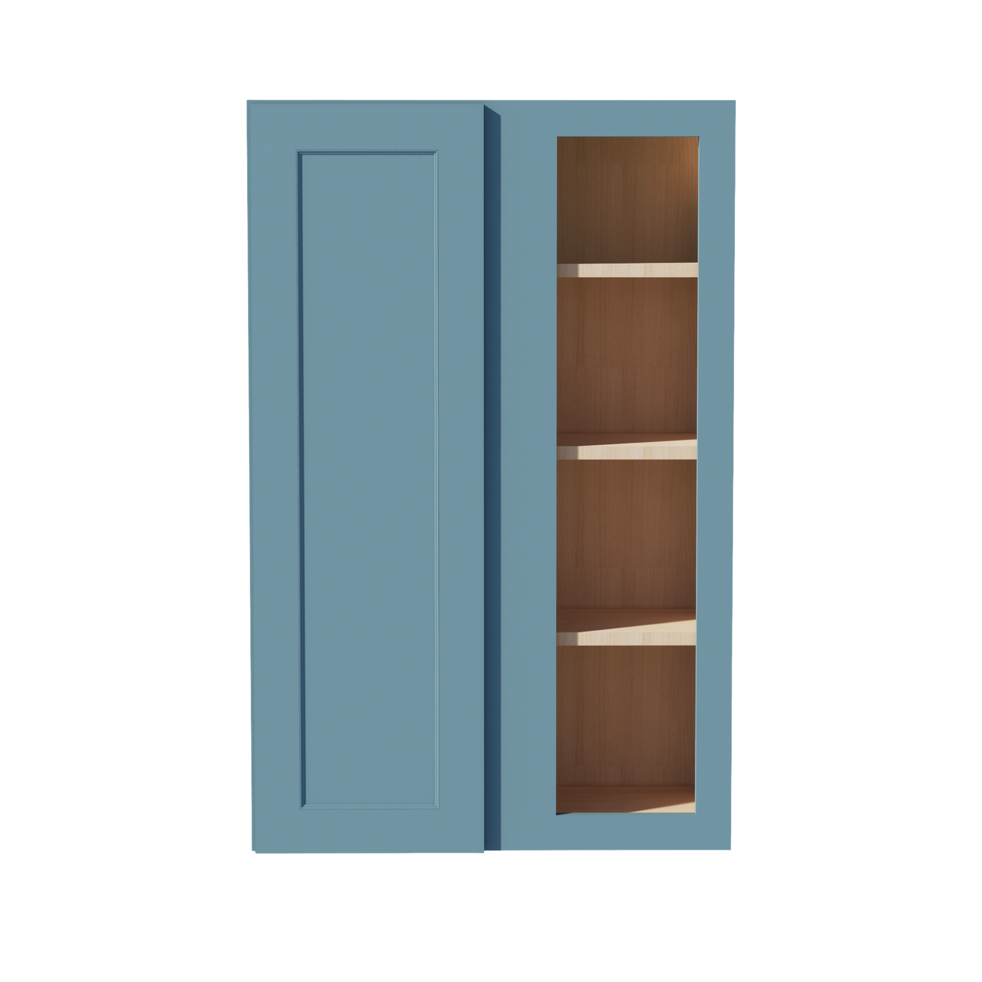 WBC2742-SG  Wall Blind Corner Cabinet 1 Door & 2 Shelves - Shaker Style - Green   27"W x 42"H x 12"D
