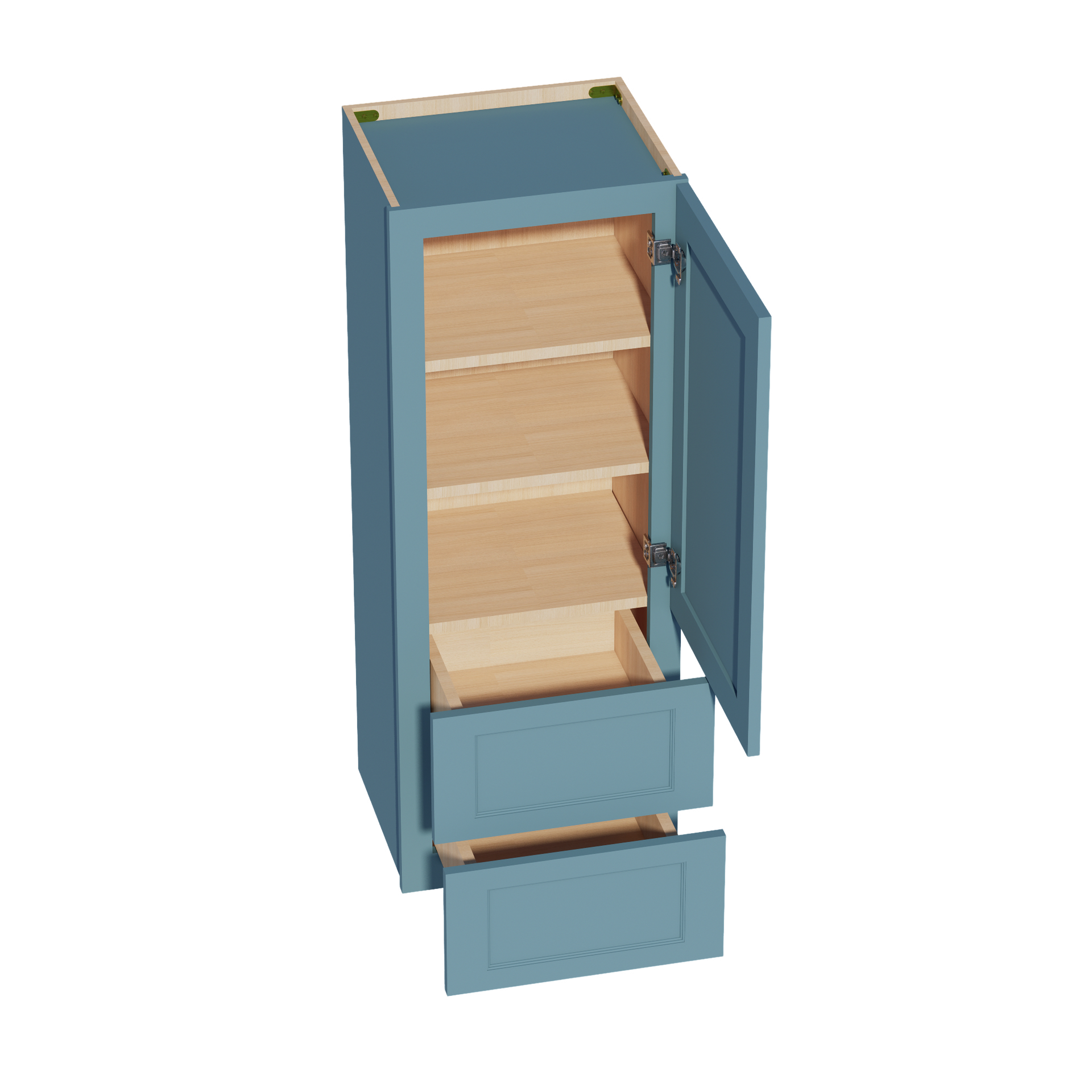 WD1848-SG  Diagonal Wall Corner Cabinet 1 Door & 2 Shelves - Shaker Style - Green   18'W x 48"H x 15"D