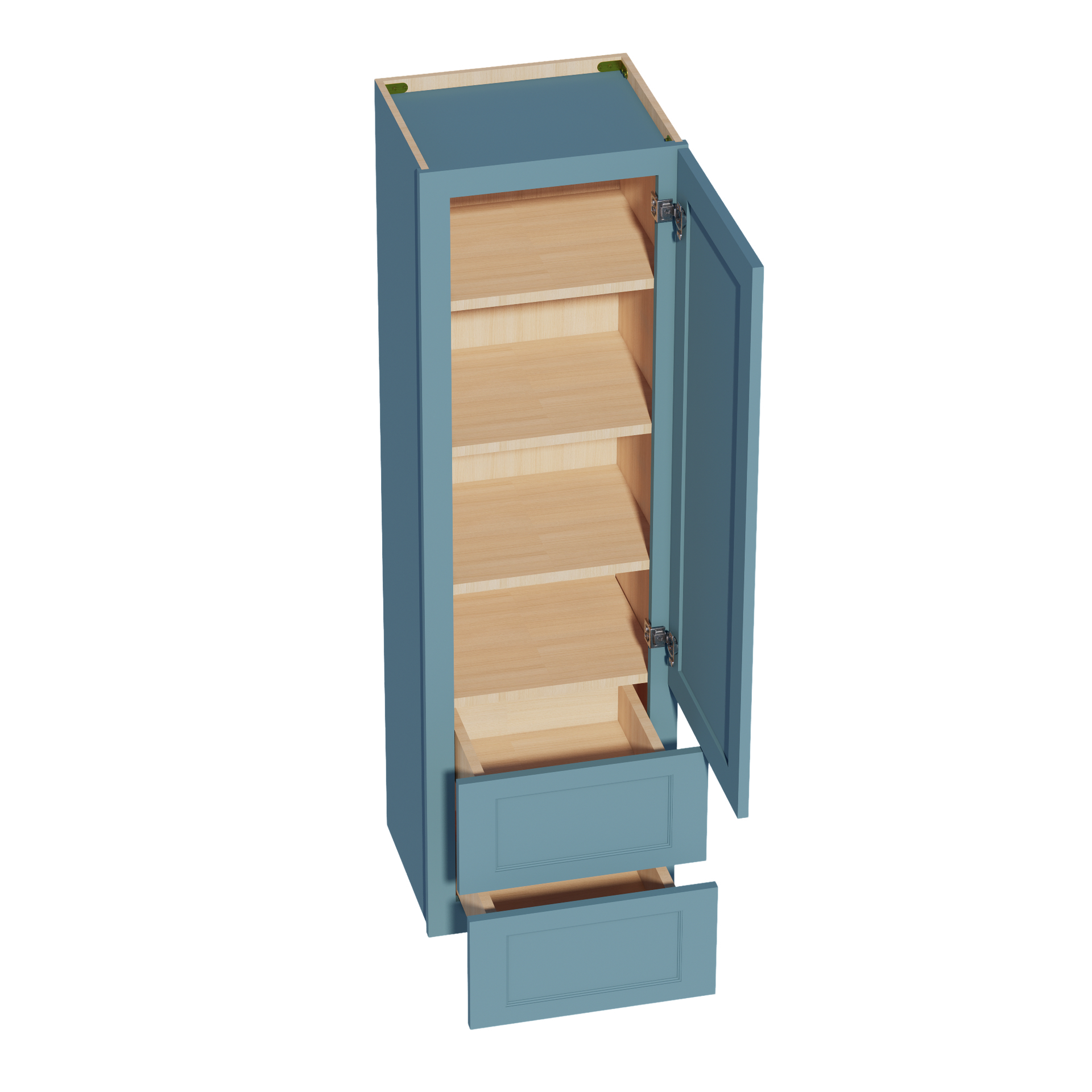 WD1860-SG  Diagonal Wall Corner Cabinet 1 Door & 2 Shelves - Shaker Style - Green   18'W x 60"H x 15"D