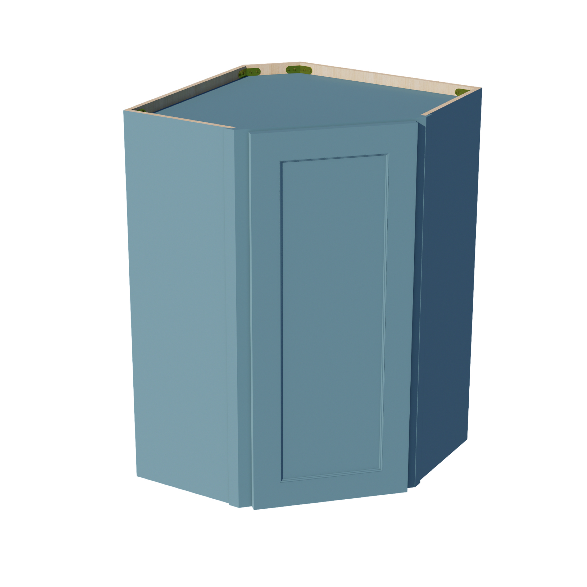 WDC2436-SG  Diagonal Wall Corner Cabinet 1 Door & 2 Shelves - Shaker Style - Green   24"W x 36"H x 24"D