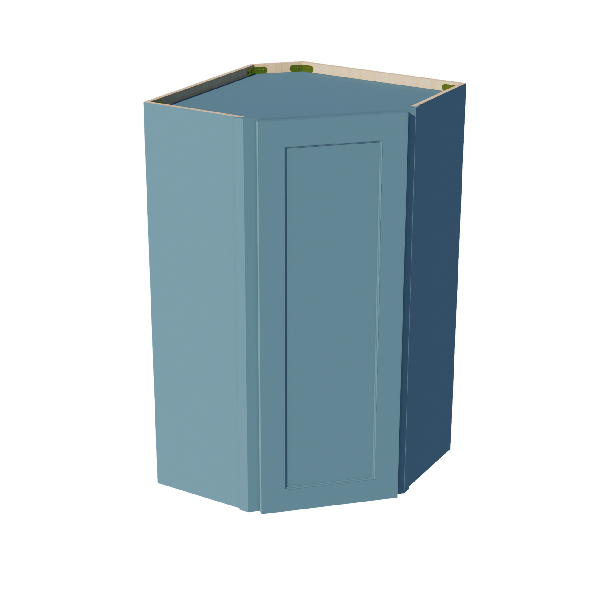 WDC2442-SG  Diagonal Wall Corner Cabinet 1 Door & 2 Shelves - Shaker Style - Green   24"W x 42"H x 24"D