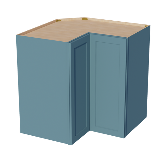 WPC2442-SG  Wall Corner Cabinet Pie Cut  1 Door & 2 Shelves  - Shaker Style - Green   11-1/2" X 11-1/2" x 42"H x 24"D