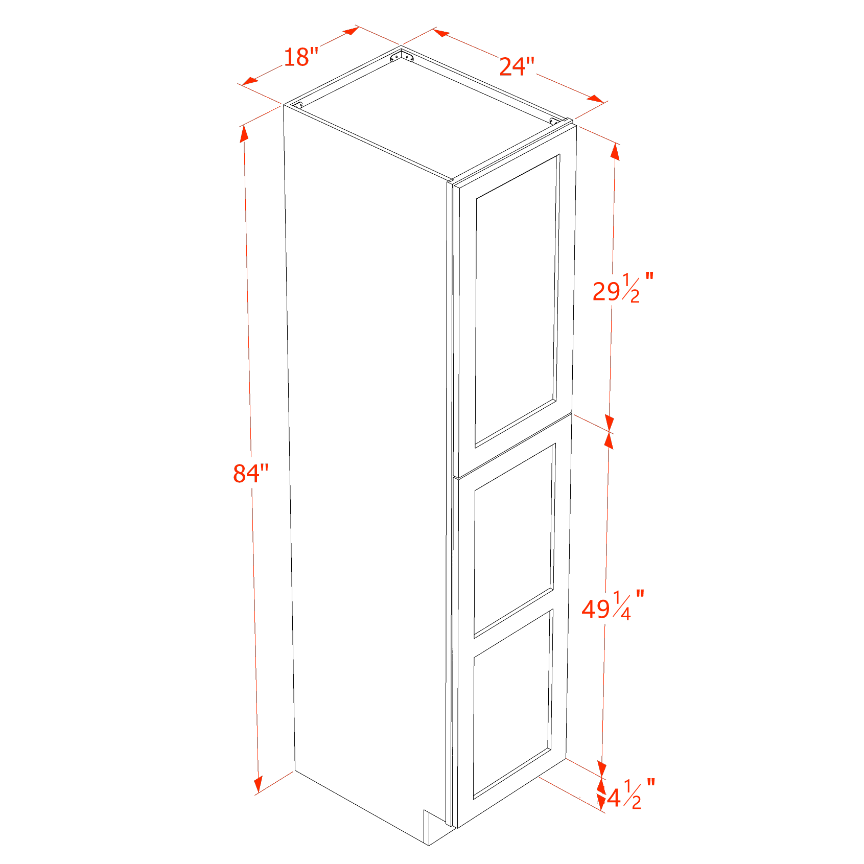 TP1884-SSE: Slim Shaker Espresso 18"W x 84"H x 24"D 2 Doors & 5 Shelves Tall Shelf Pantry Cabinets