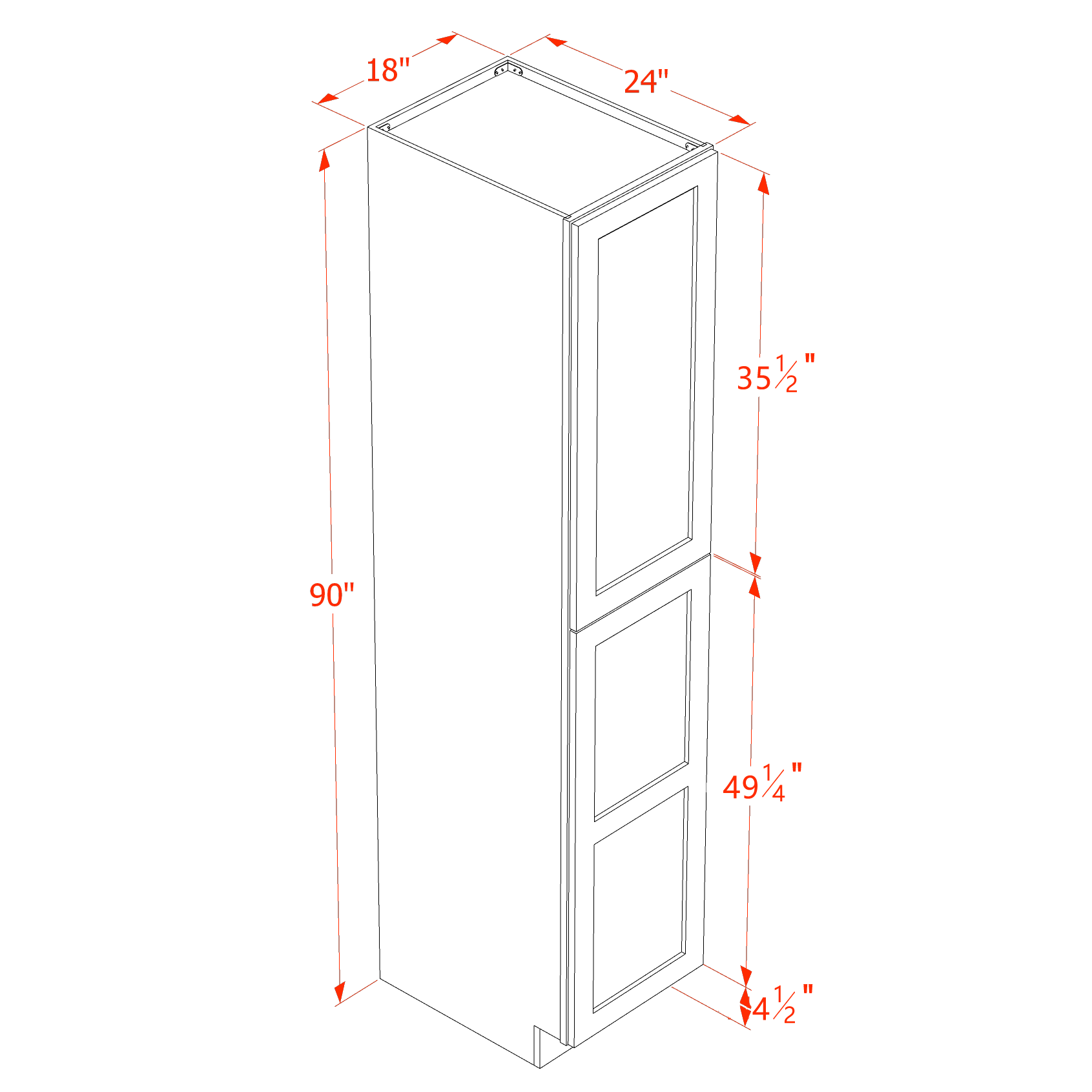 TP1890-SSE  Tall Shelf Pantry Cabinet 2 Door & 6 Sheleves - Slim Shaker Style - Espresso   18"W x 90"H x 24"D