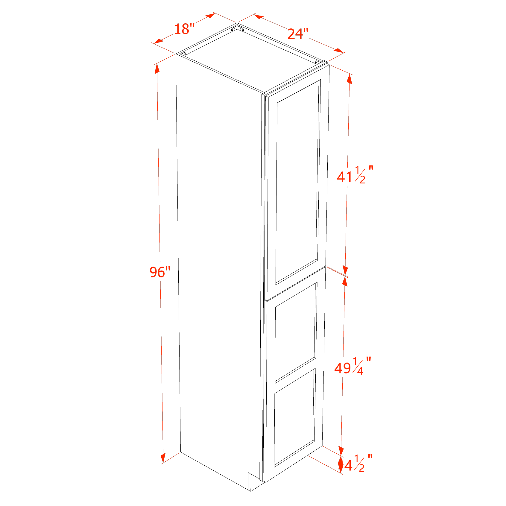 TP1896-SWG Tall Shelf Pantry Cabinet 2 Door & 6 Sheleves - Shaker Style - Washed Grey   18"W x 96"H x 24"D