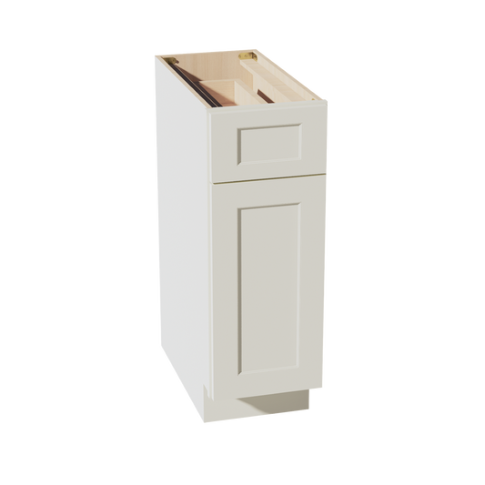 B12-SSAW: Shaker Swan White 12" 1 Drawer 1 Door Standard Base Cabinet