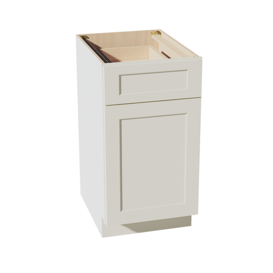 B18TR-SSAW  Base cabinet - Shaker Style - Swan White   18"W x 34-1/2"H x 24"D