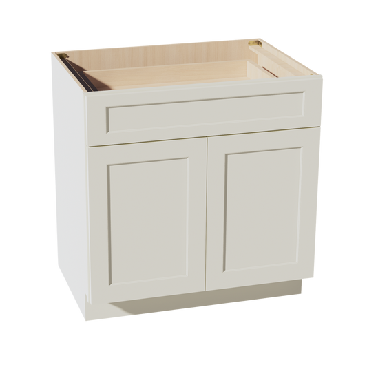 B33-SSAW  Base cabinet - Shaker Style - Swan White   30"W x 34-1/2"H x 24"D