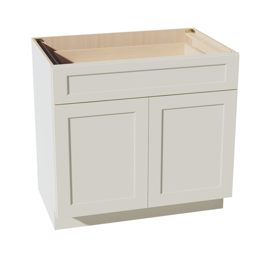 B36-SSAW  Base cabinet - Shaker Style - Swan White   33"W x 34-1/2"H x 24"D
