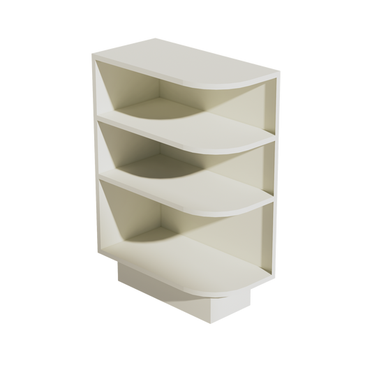 BES12L-SSAW  Base cabinet 4 Sheleves End Corner Cabinet Left - Shaker Style - Swan White   24"D x 34-1/2"H x 24"D