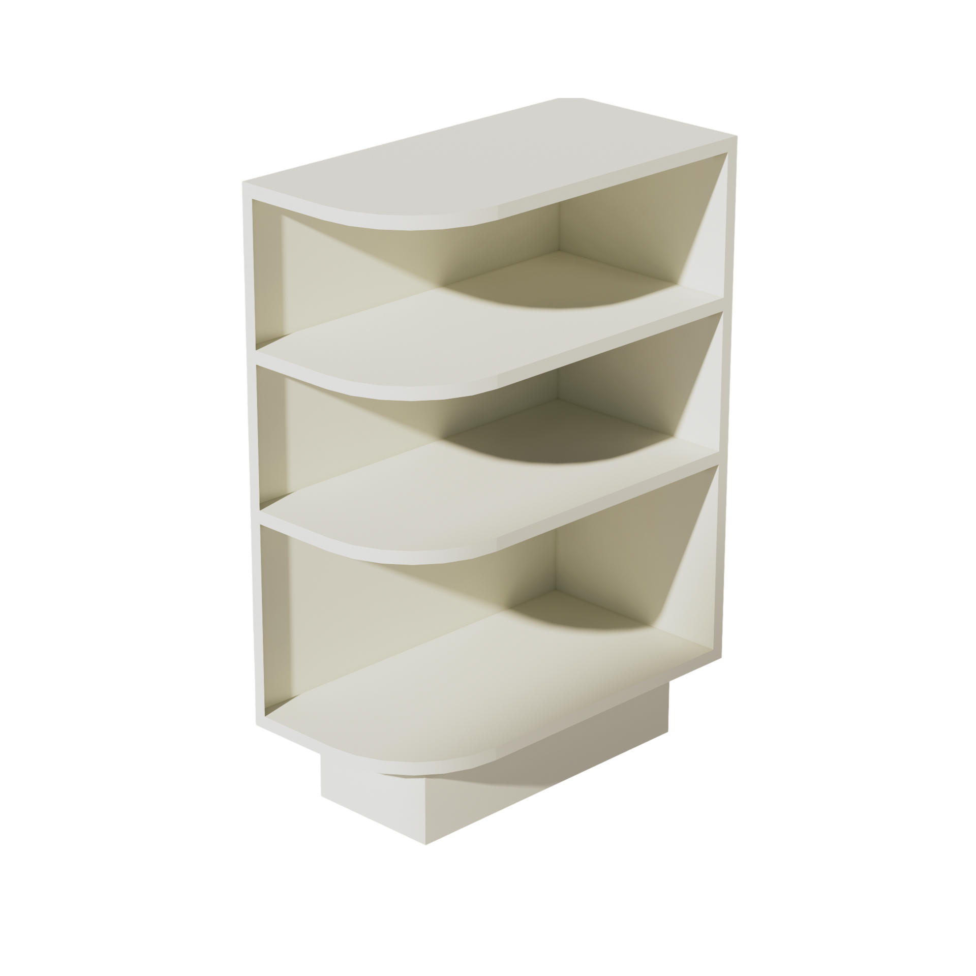BES12R-SSAW  Base cabinet 4 Sheleves End Corner Cabinet Right - Shaker Style - Swan White   12"W x 34-1/2"H x 24"D