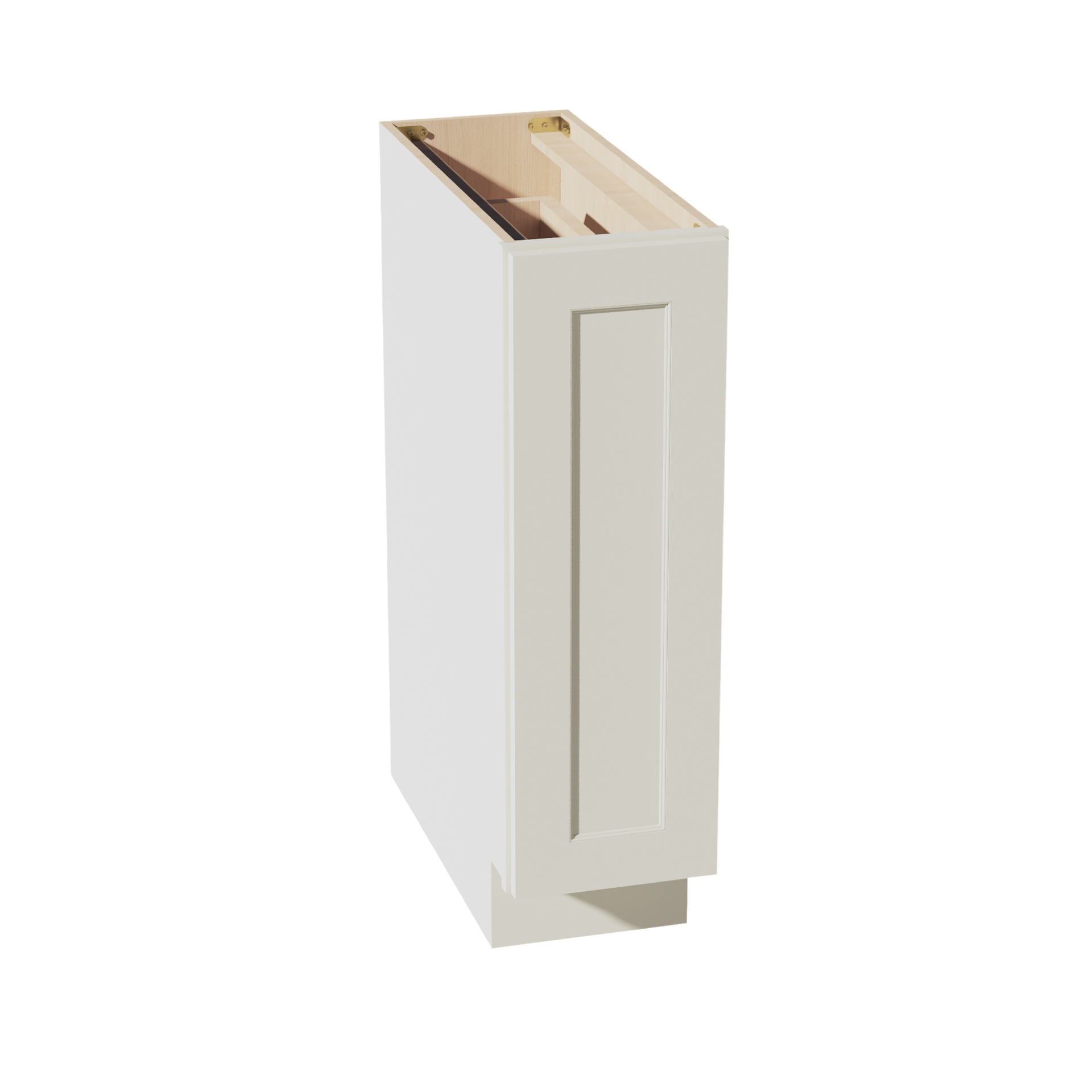 BF09-PO-SSAW  Base cabinet Full Door Pull Out Spice Rack - Shaker Style - Swan White   09"W x 34-1/2"H x 24"D