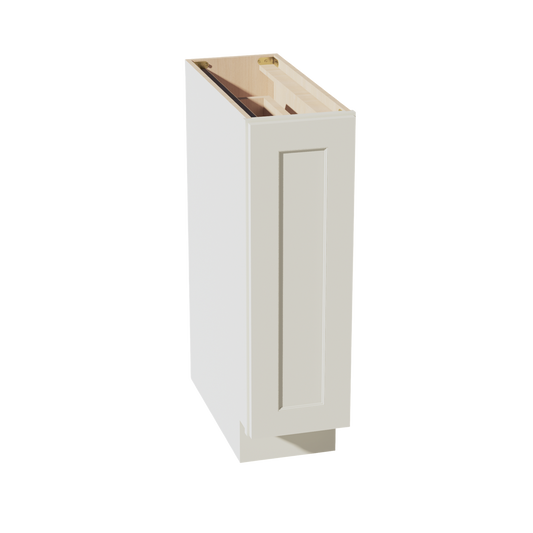 BF09-PO-SSAW  Base cabinet Full Door Pull Out Spice Rack - Shaker Style - Swan White   09"W x 34-1/2"H x 24"D