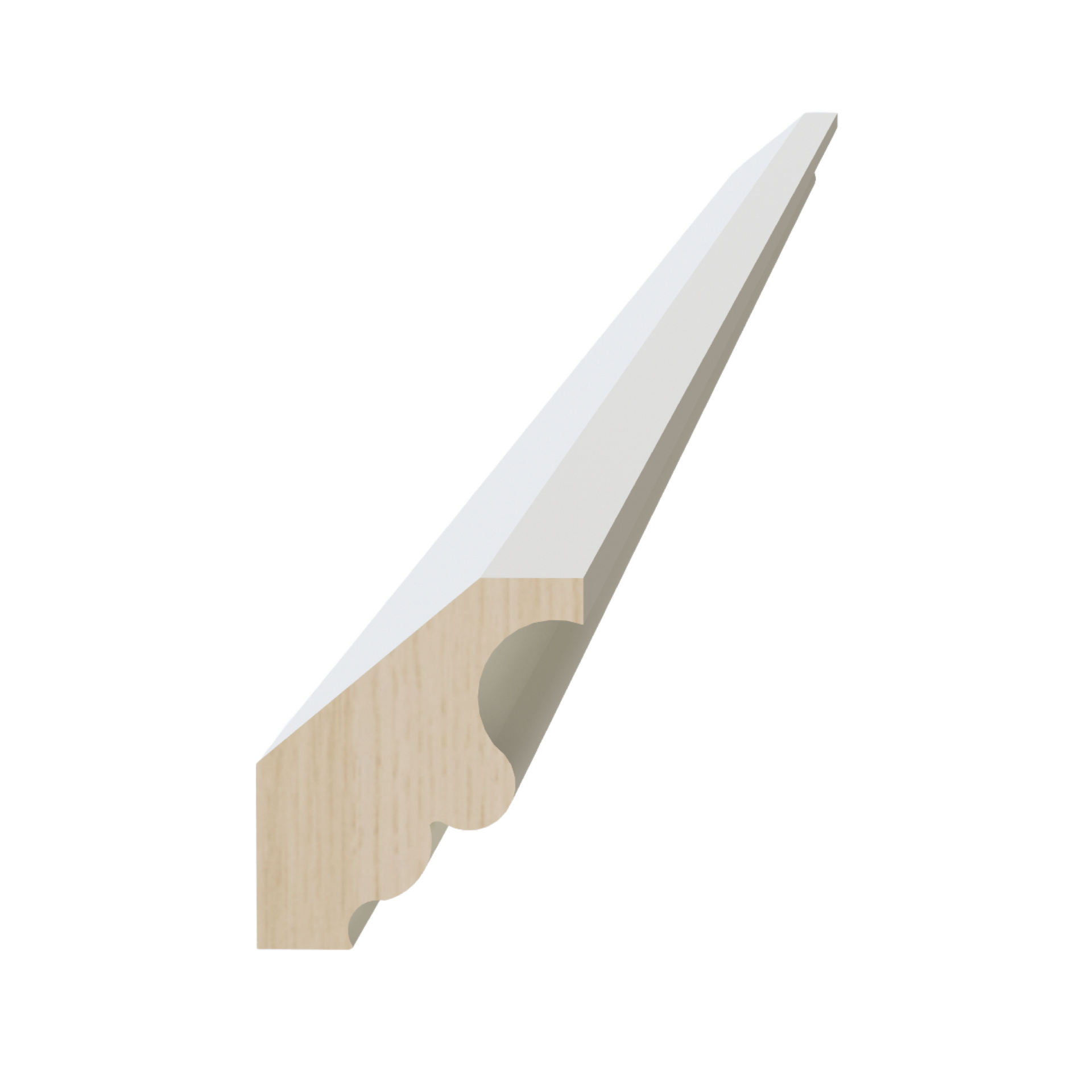 CM2-SSAW  Crown Molding - Shaker Style - Swan White   96"W x 2"H x 1-3/4"D