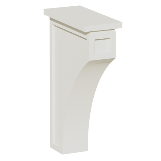 CMCB-SSAW  Extra Large Corbel - Shaker Style - Swan White   96"W x 6"H x 3-1/2"D