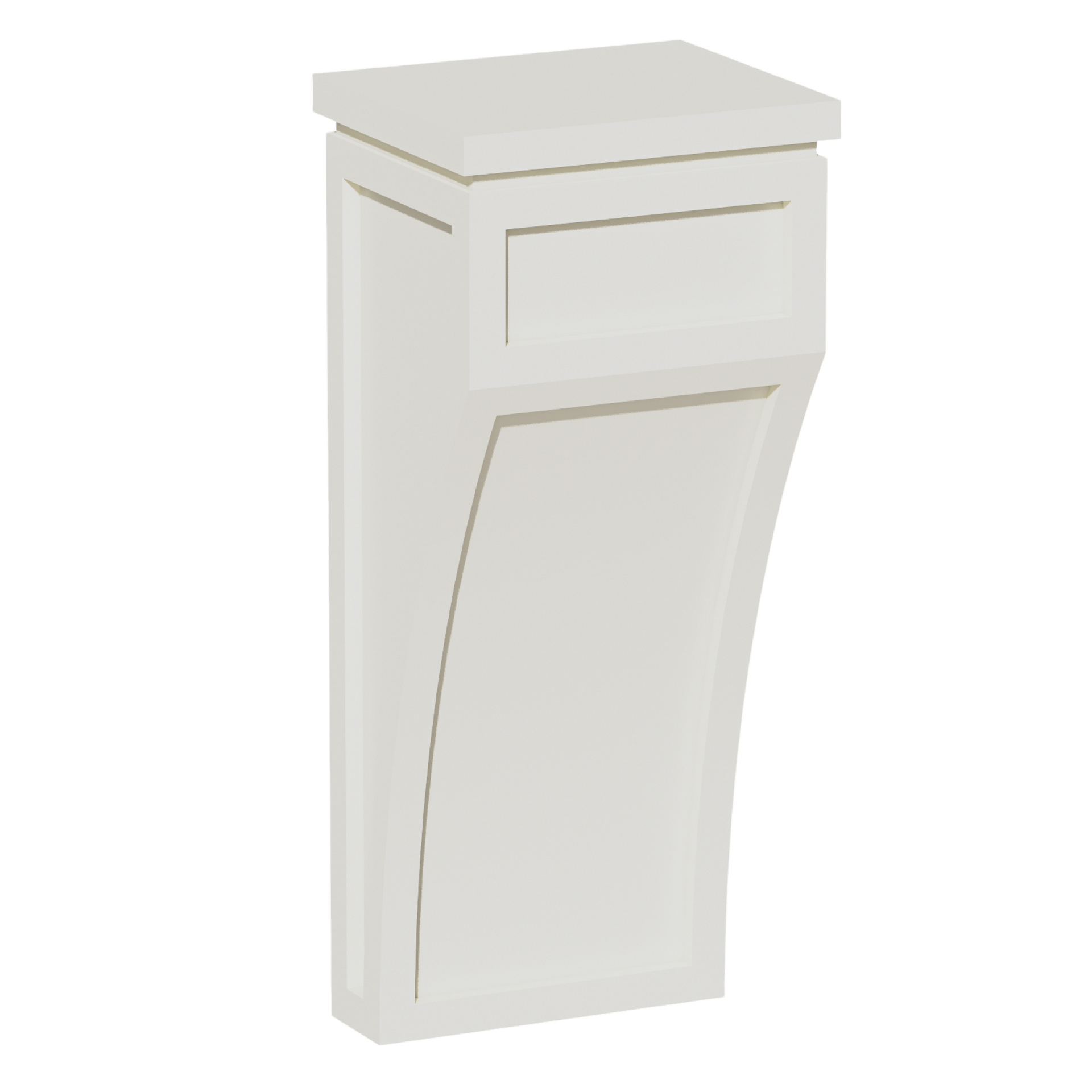 CML-SSAW  Large Corbel - Shaker Style - Swan White   3-1/2"W x 12-1/4"H x 8"D