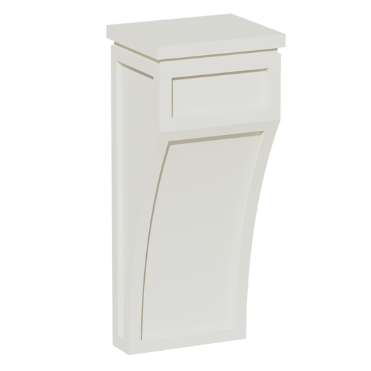 CML-SSAW  Large Corbel - Shaker Style - Swan White   3-1/2"W x 12-1/4"H x 8"D