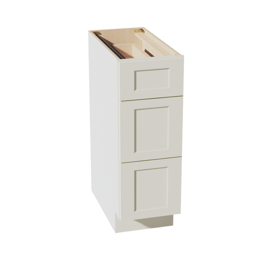 DB12-SSAW  Base Cabinet 3 Drawers - Shaker Style - Swan White   5-1/4"W x 12-1/4"H x 4-1/2"D