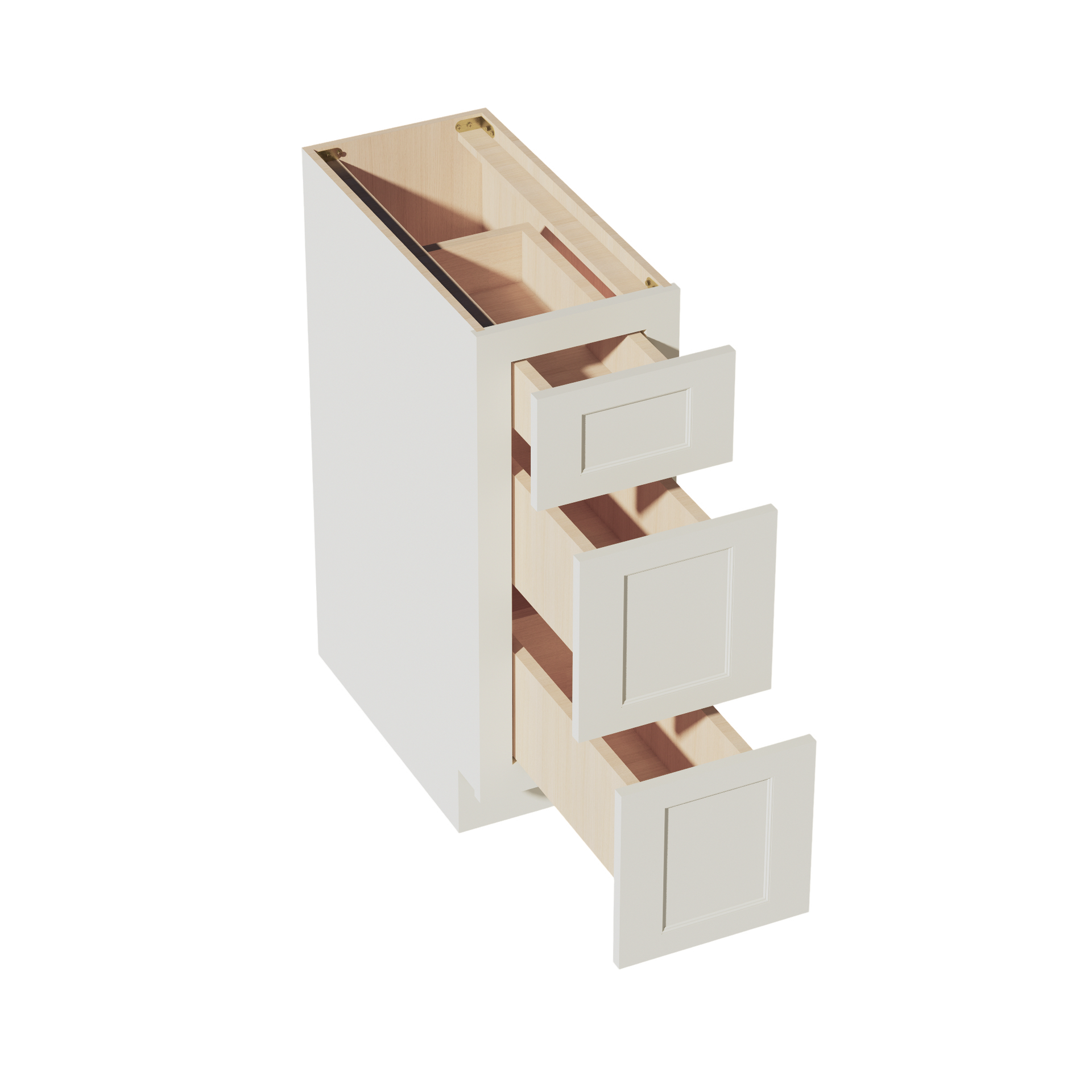DB12-SSAW  Base Cabinet 3 Drawers - Shaker Style - Swan White   5-1/4"W x 12-1/4"H x 4-1/2"D