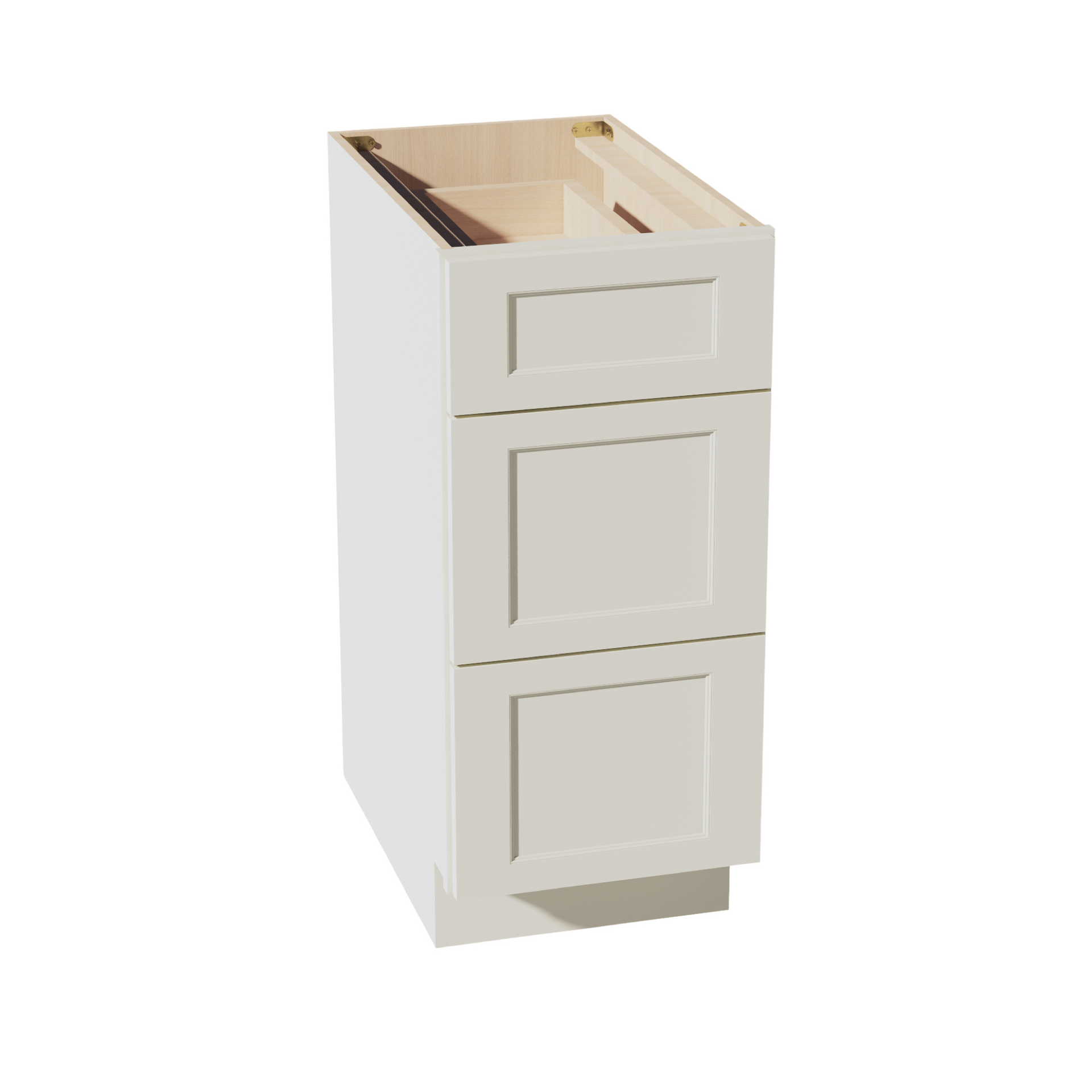 DB15-SSAW  Base Cabinet 3 Drawers - Shaker Style - Swan White   12"W x 34-1/2"H x 24"D