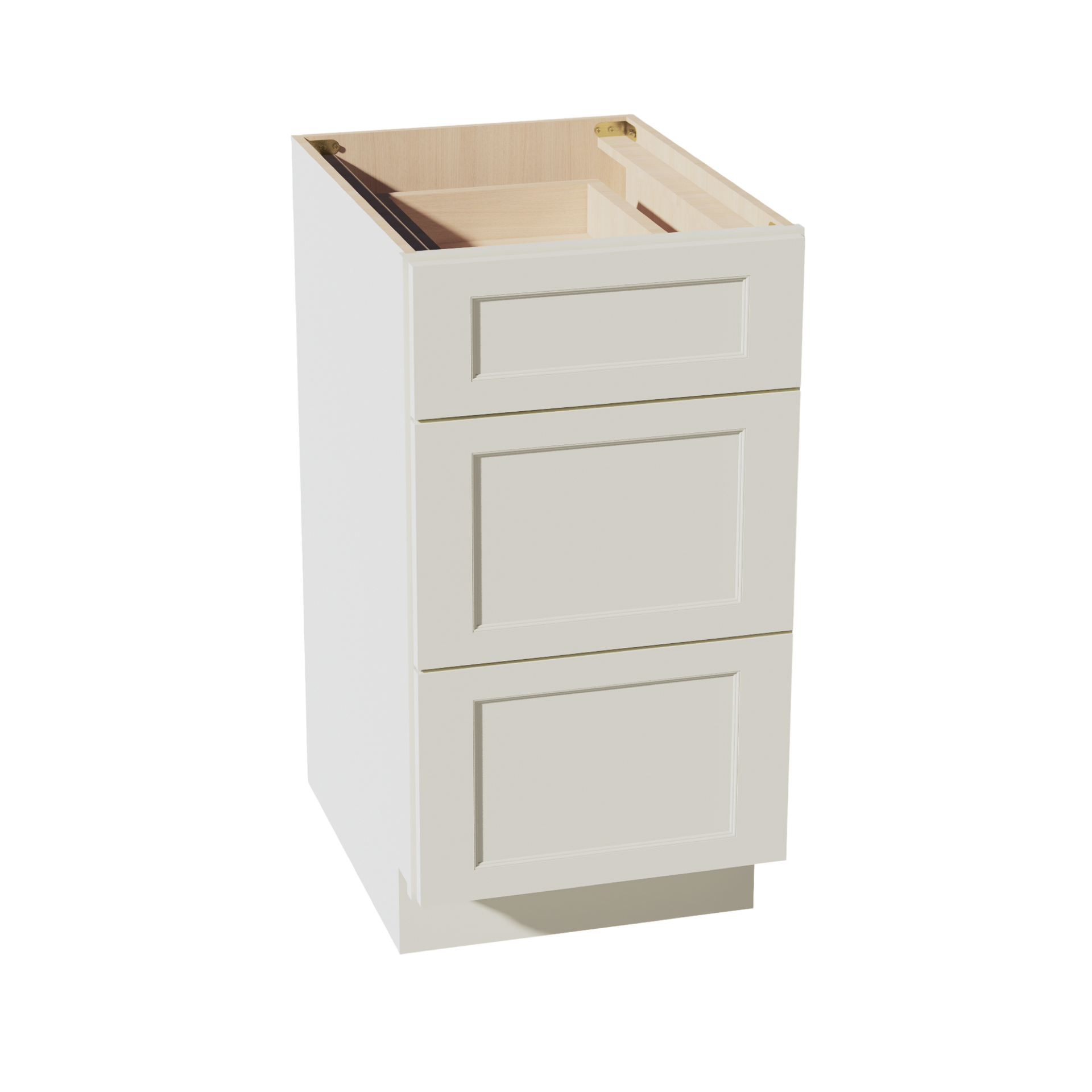 DB18-SSAW  Base Cabinet 3 Drawers - Shaker Style - Swan White   15"W x 34-1/2"H x 24"D