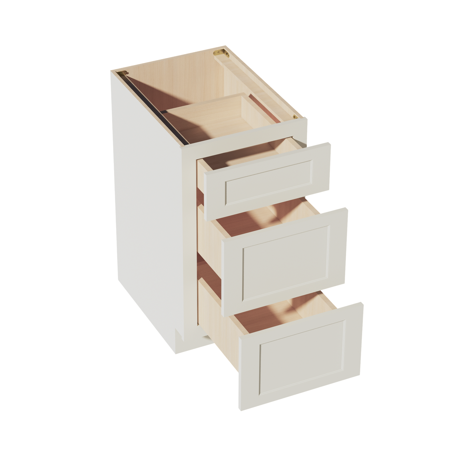 DB18-SSAW  Base Cabinet 3 Drawers - Shaker Style - Swan White   15"W x 34-1/2"H x 24"D
