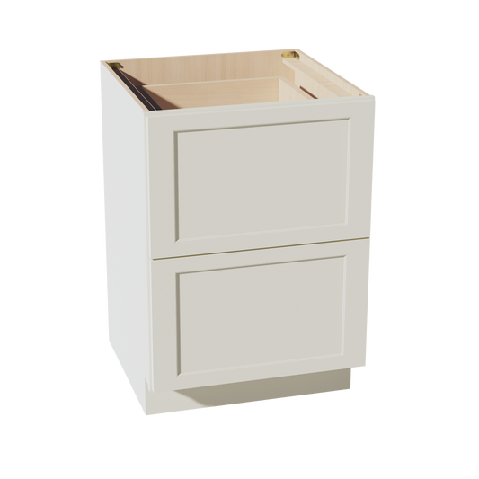 DB24-2-SSAW  Base Cabinet 3 Drawers - Shaker Style - Swan White   21"W x 34-1/2"H x 24"D
