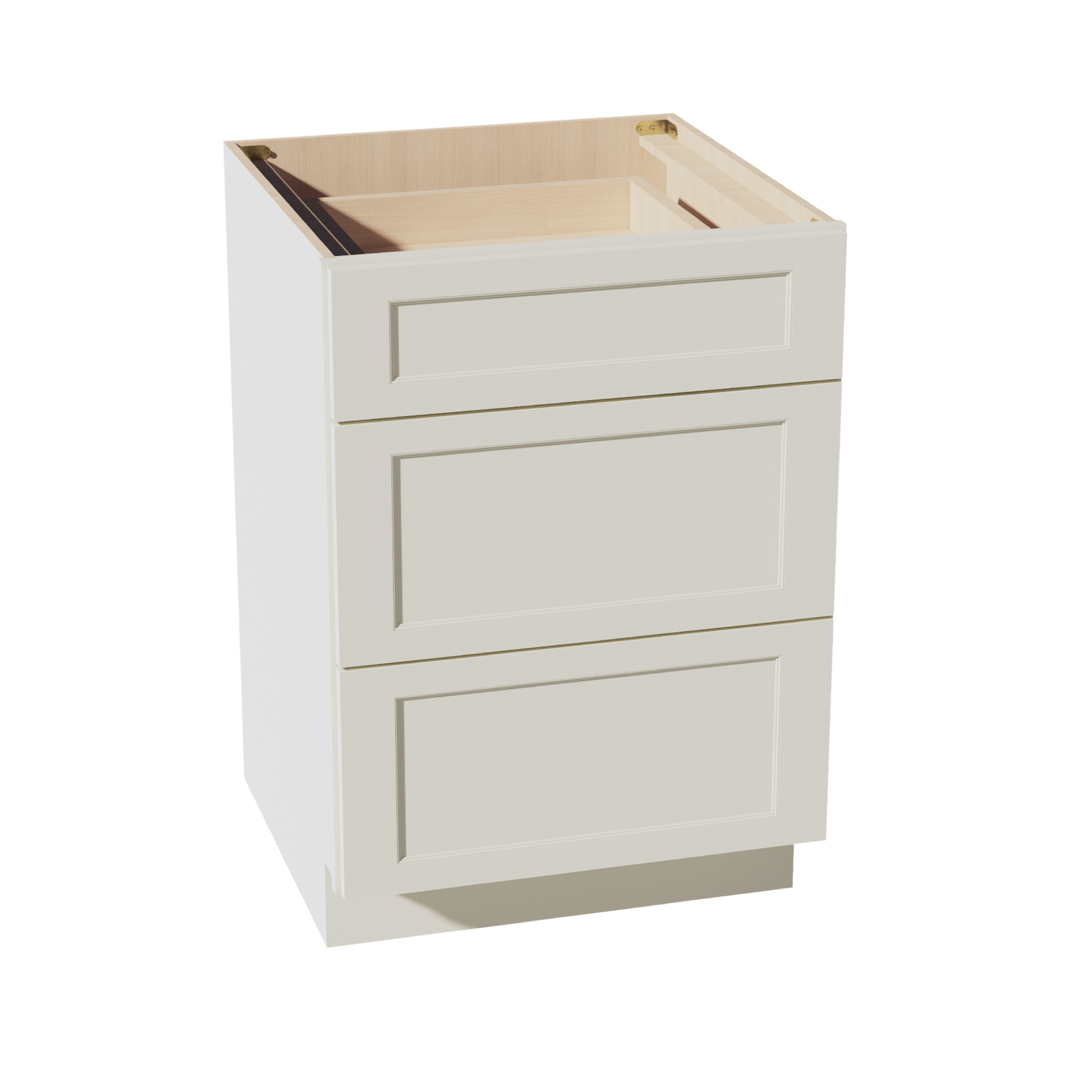 DB24-SSAW  Base Cabinet 3 Drawers - Shaker Style - Swan White   24"W x 34-1/2"H x 24"D