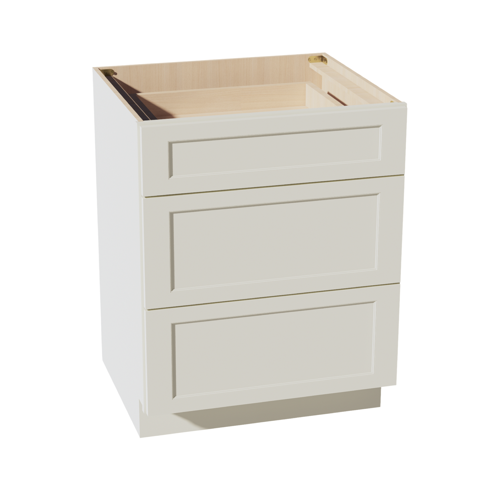 DB27-SSAW  Base Cabinet 3 Drawers - Shaker Style - Swan White   24"W x 34-1/2"H x 24"D